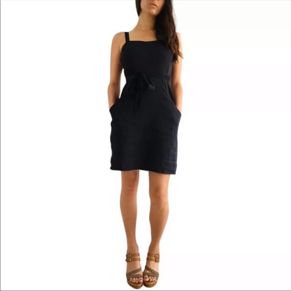 Theory linen dress tie back dress sz petite/xsmall